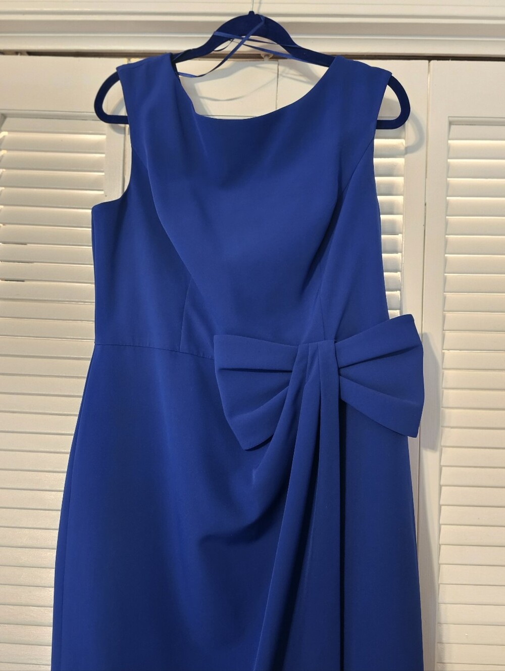 Eliza J Royal Blue Midi Dress with Bow Accent